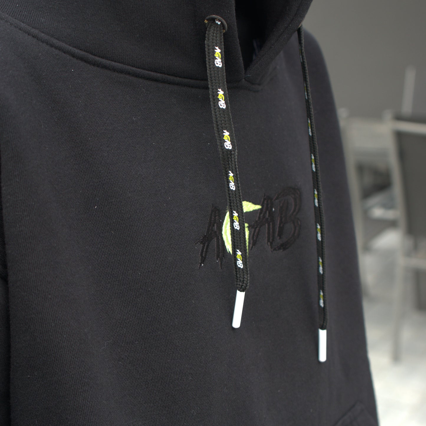 AGAB Heavy Quality Zip Hoodie – schwer, gesticktes Logo, Schwarz