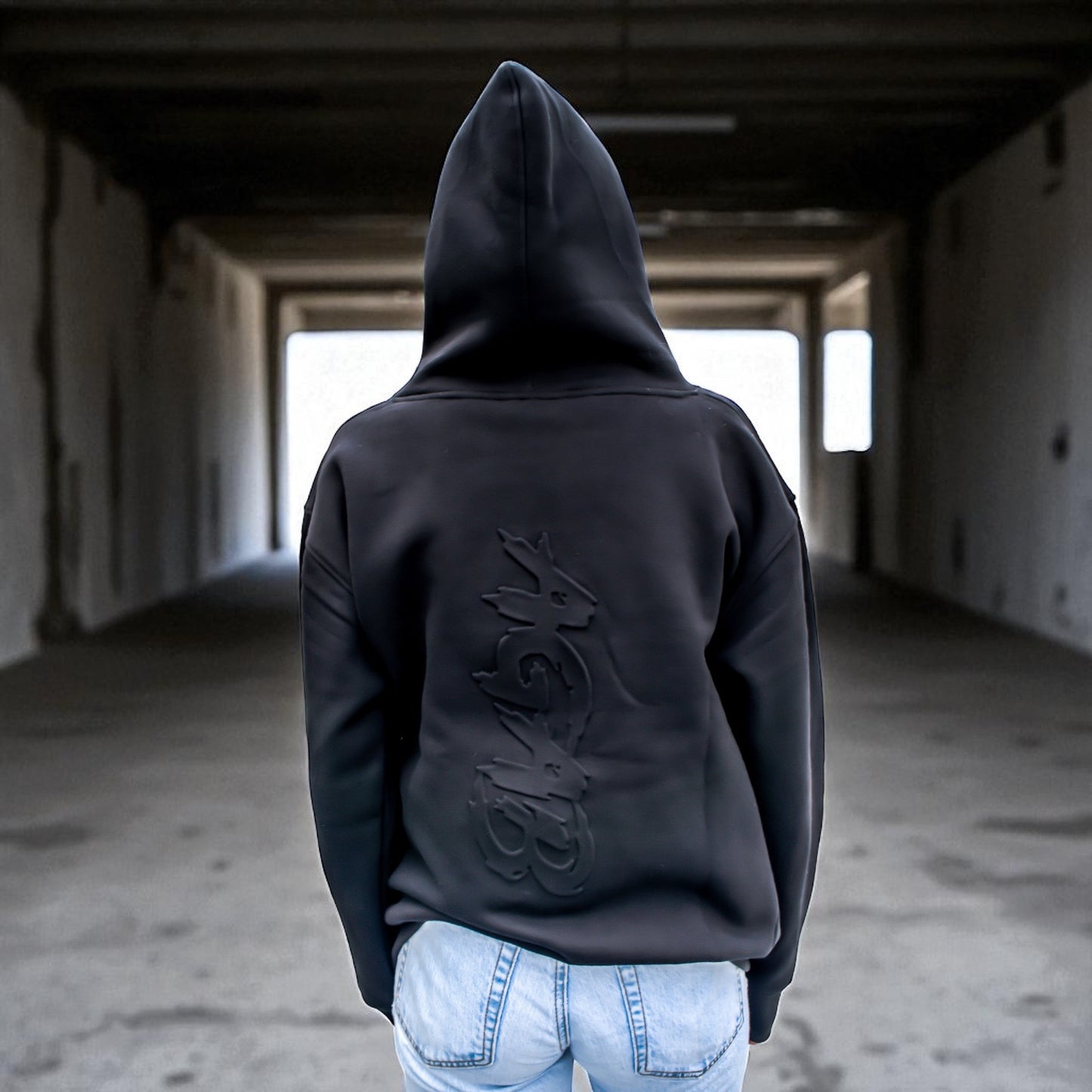 AGAB Heavy Quality Zip Hoodie – schwer, gesticktes Logo, Schwarz